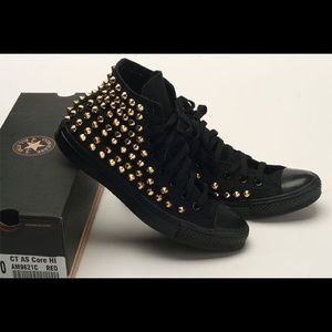 Custom converse high tops with studs size 7 women